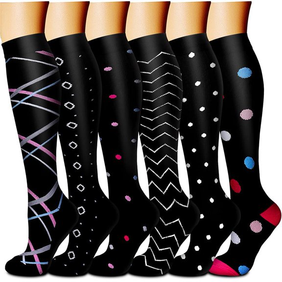 6 Pack Compression Socks for Women and Men Circulation-Best Support for Medical, Running,Nursing,Athletic