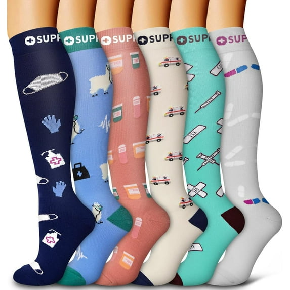 6 Pack Compression Socks for Women and Men Circulation-Best Support for Running,Nursing,Athletic