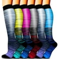thumbnail image 1 of 6 Pack Compression Socks for Women and Men Circulation Sport Compression Knee High Socks for Running,Nursing,Athletic, 1 of 6