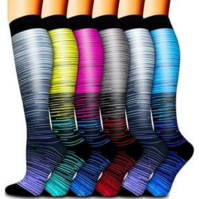 6 Pack Compression Socks for Women and Men Circulation Sport Compression Knee High Socks for Running,Nursing,Athletic