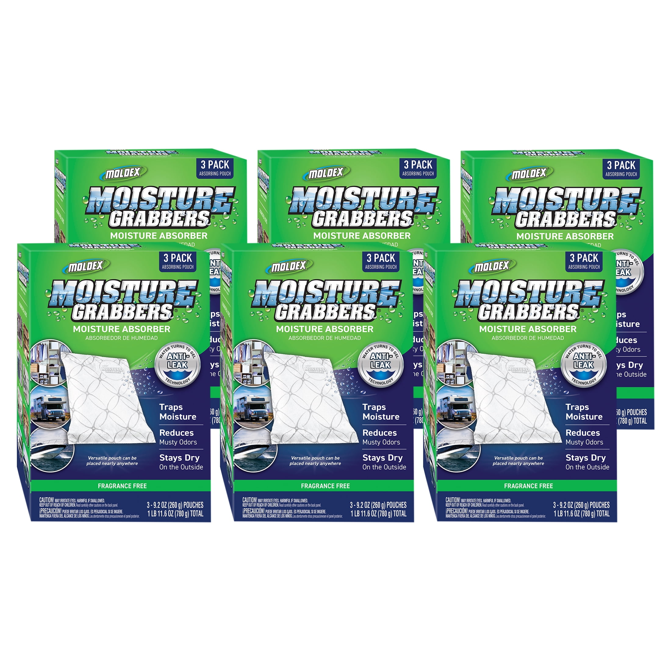 6 Pack, Concrobium Moisture Grabbers Pouches, 3 Pieces
