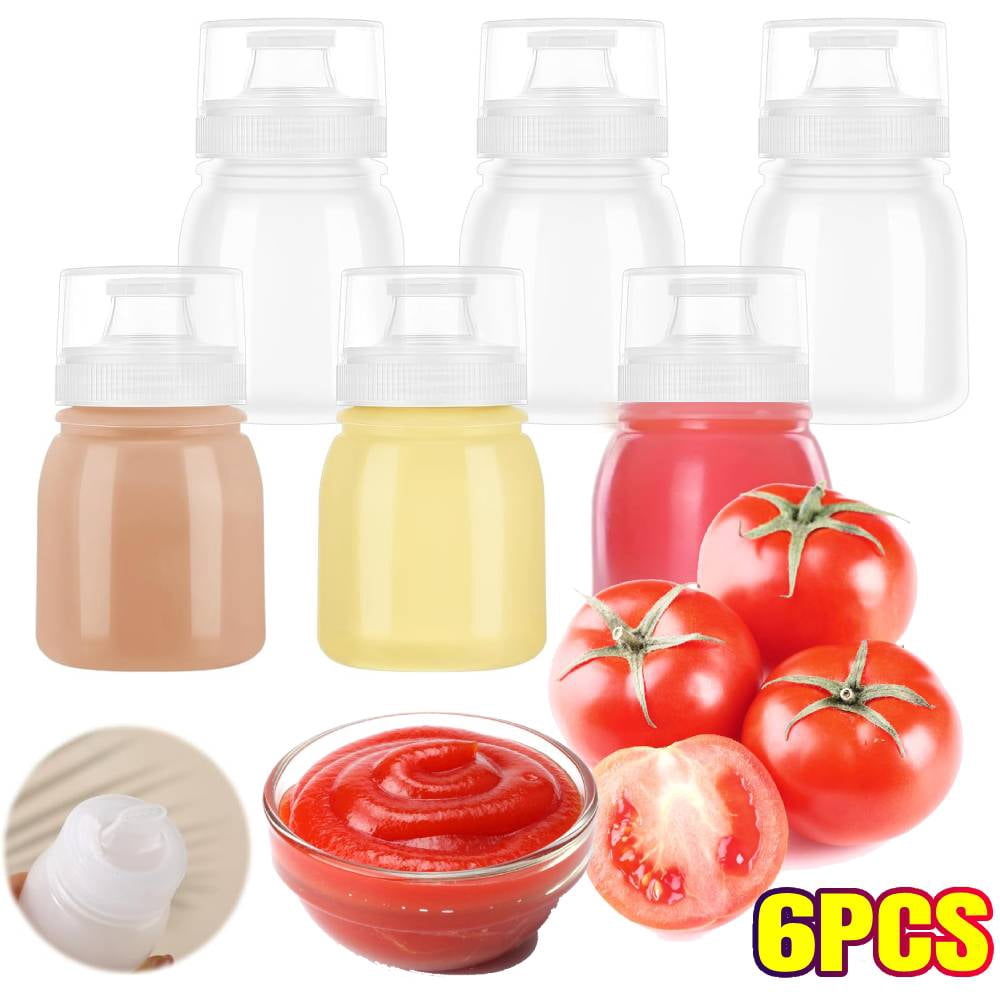 6 Pack Condiment Porous Squeeze Bottles, Salad Dressing Oil Container ...