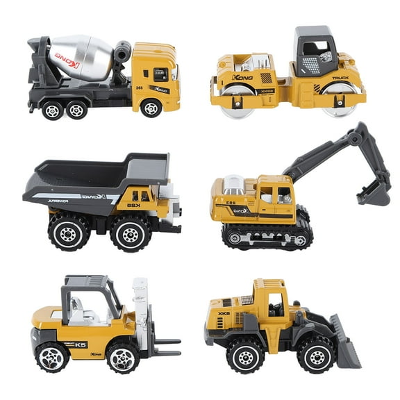 6 Pack Construction Vehicles Toys, 1:64 Mini Pocket Size Construction Models Play Vehicles Toy Diecast Toy Cars Digger Engineering Trucks Gift