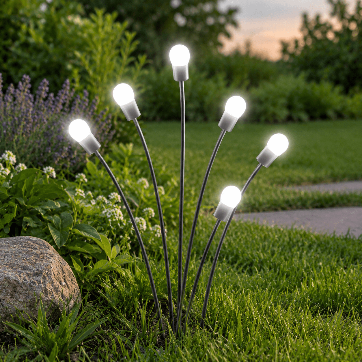 Fire Fly Packing 6 Pack Cool White Solar Firefly Garden Lights for Outdoor Landscape ...
