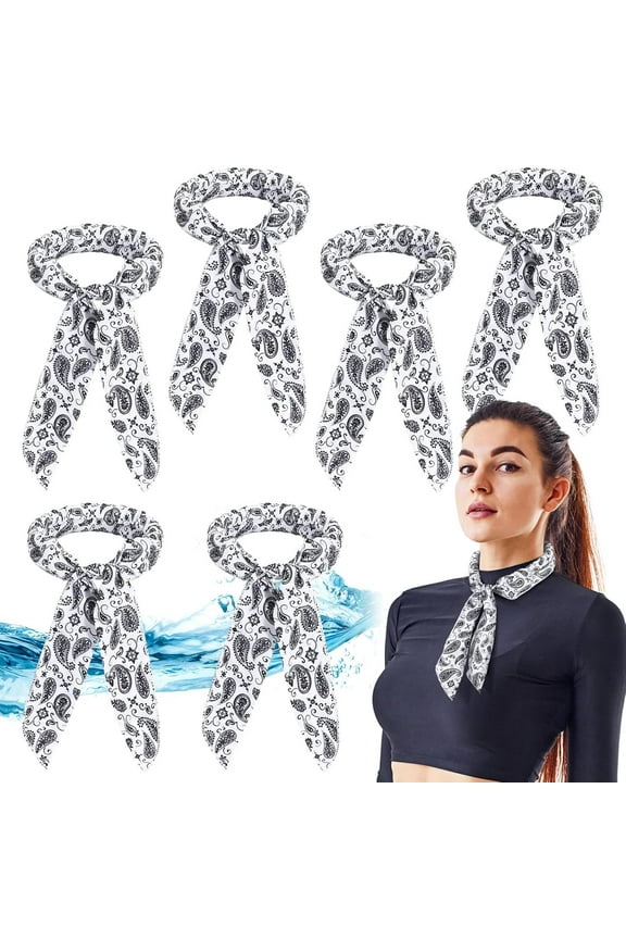 6 Pack Cooling Neck Wraps Cooler Ice Wrap Scarf Bandanas for Summer Women Men Walking Riding Outdoor
