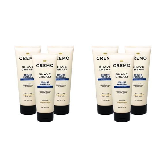 6 Pack - Cooling Shave Cream with Peppermint, Menthol & Tea Tree Oil 6 oz