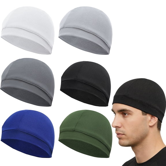 6 Pack Cooling Skull Cap Helmet Liner Sweat Wicking Cycling Running Hat for Men Women
