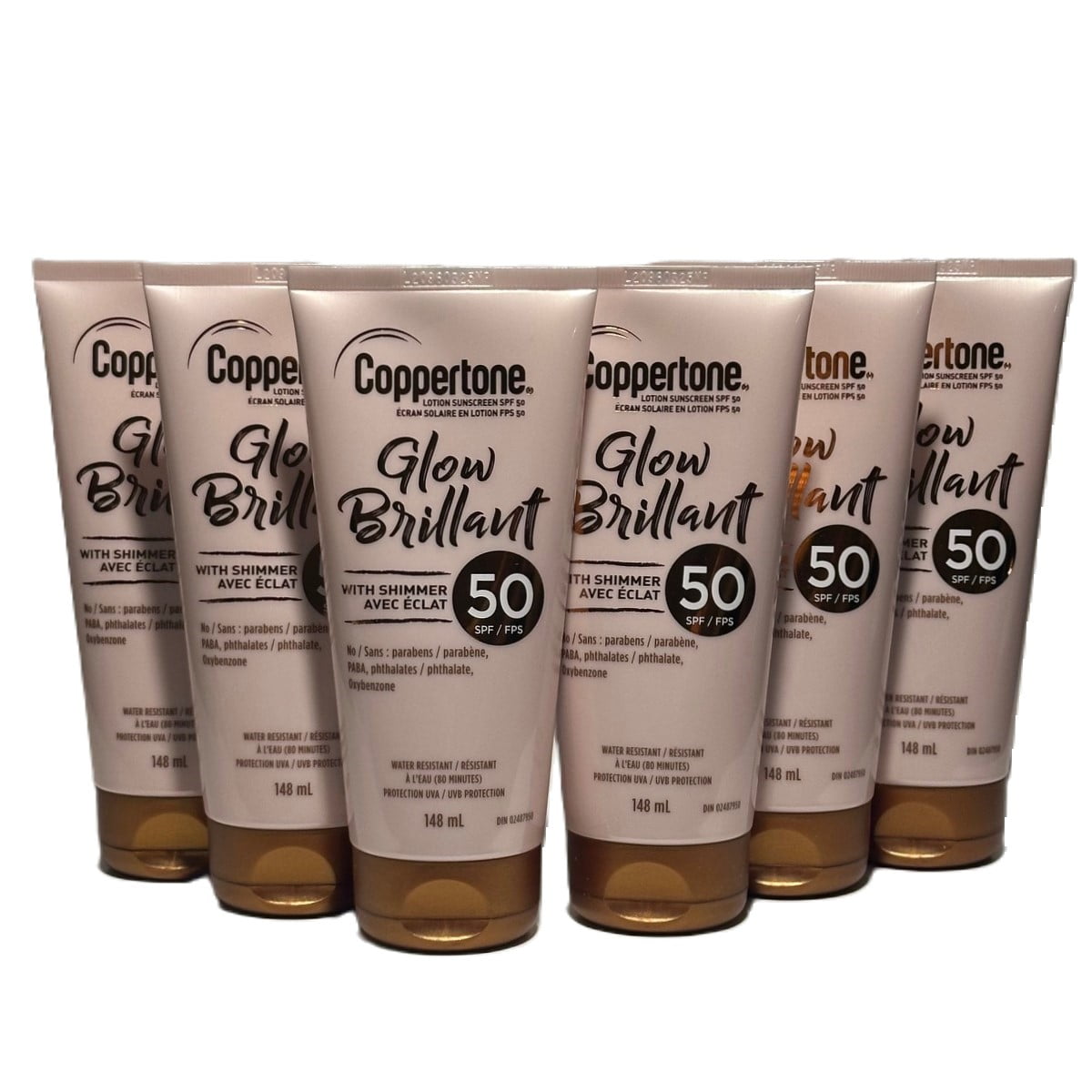 6 Pack Coppertone Sunscreen Lotion Glow Brilliant With Shimmer SPF 50 ...