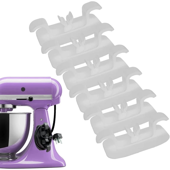 6 Pack Cord Organizer for Appliances, Upgraded Large Adhesive Cord Winder Cord Keeper Holder Stick On Stand Mixer, Air Fryer, Coffee Maker etc Kitchen Gadgets (White)