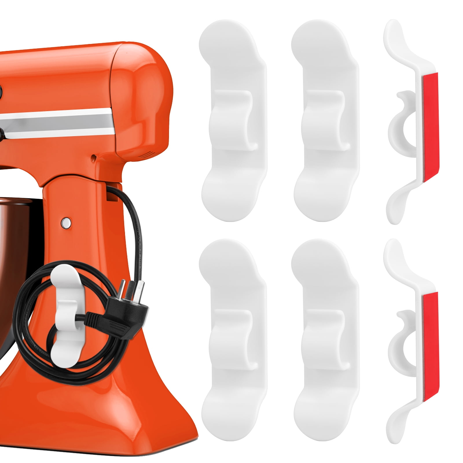 6 Pack Cord Organizer for Kitchen Appliances White Adhesive Kitchen