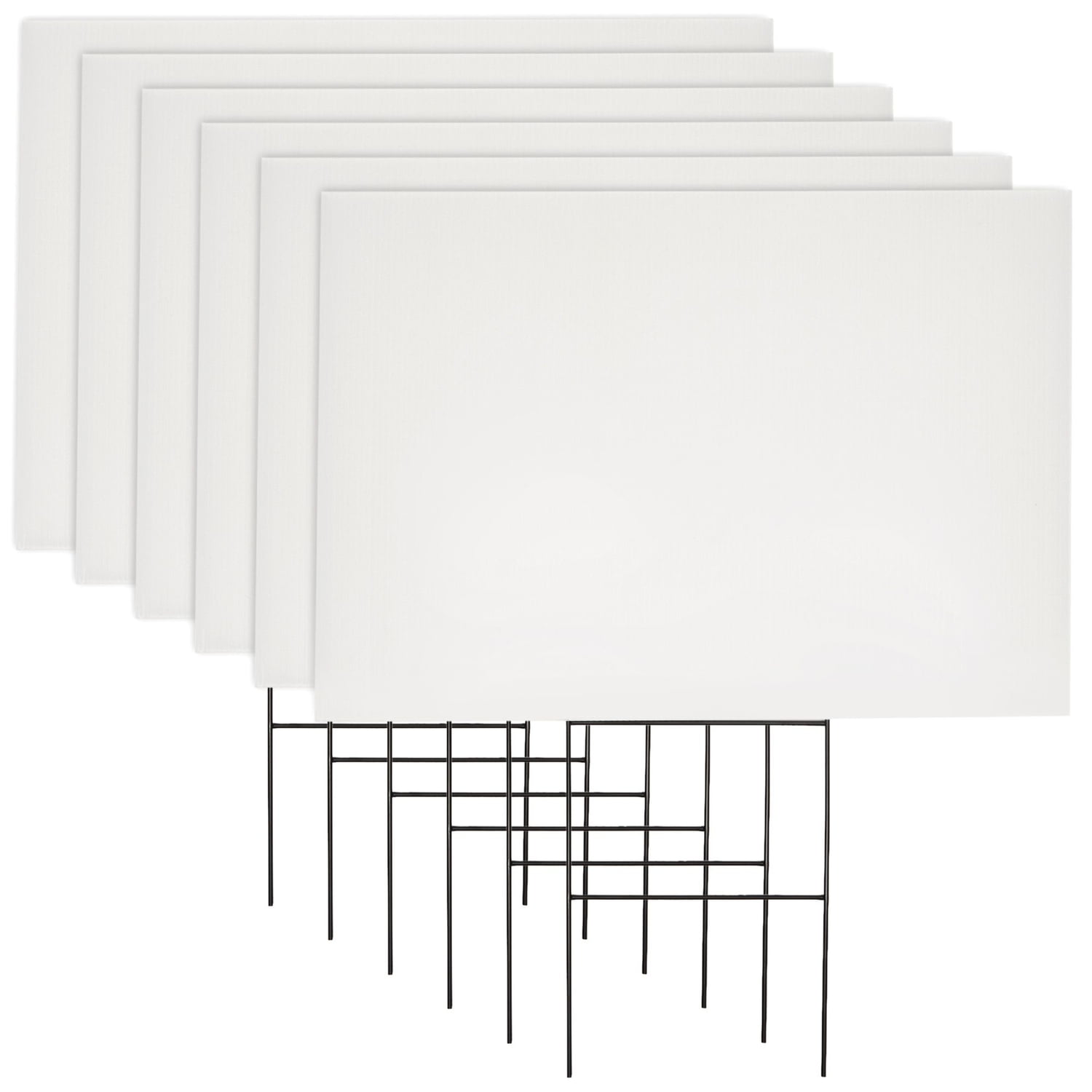 Juvale 6-Pack White Corrugated Plastic Yard Signs with Stakes 17x12 ...