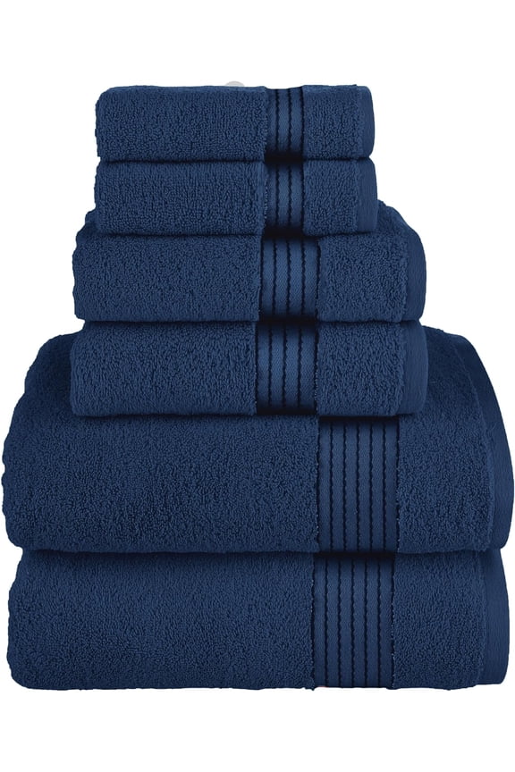 6-Pack Cotton 100 % Highly Absorbent Shower Towels, Navy