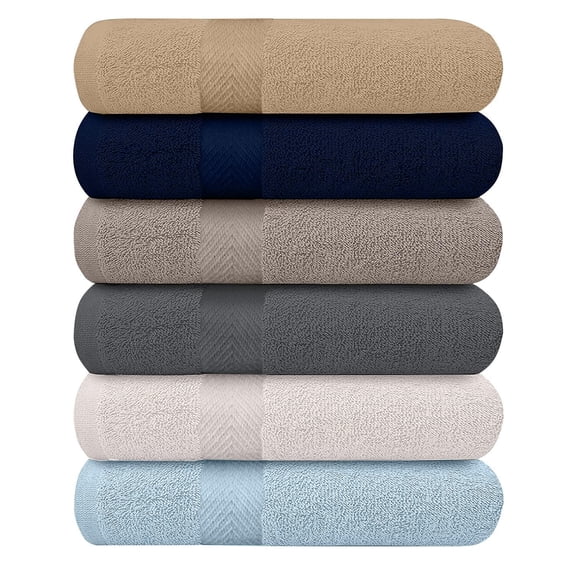 6-Pack Cotton Bath Towels 27" x 54" Multi-Use Daily Use