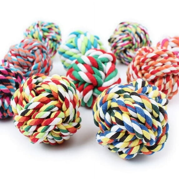 6 Pack Cotton Chewy Rope Ball Dog Toy Small And Medium Dogs Aggressive Chew