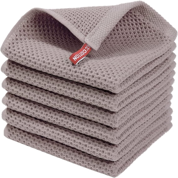 6-Pack Cotton Dish Cloths – 13×13 Inch Soft Absorbent Quick Dry Towels for Kitchen Washing Countertops