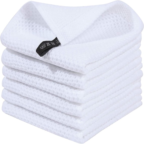 6-Pack Cotton Dish Cloths – 13×13 Inch Soft Absorbent Quick Dry Towels for Kitchen Washing Countertops