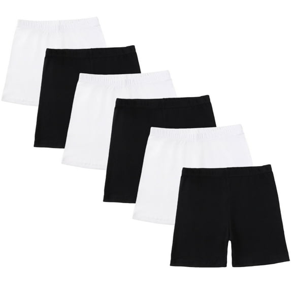 6 Pack Cotton Girls Bike Shorts Cartwheel Toddler Biker Under Dress Dance Multi-Color Shorts, 5-14 Y