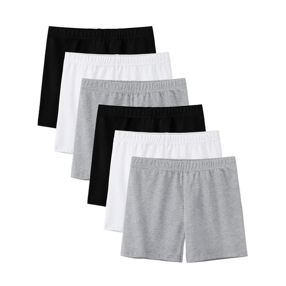 6 Pack Cotton Girls Bike Shorts Cartwheel Toddler Biker Under Dress Dance Multi-Color Shorts, 5-14 Y