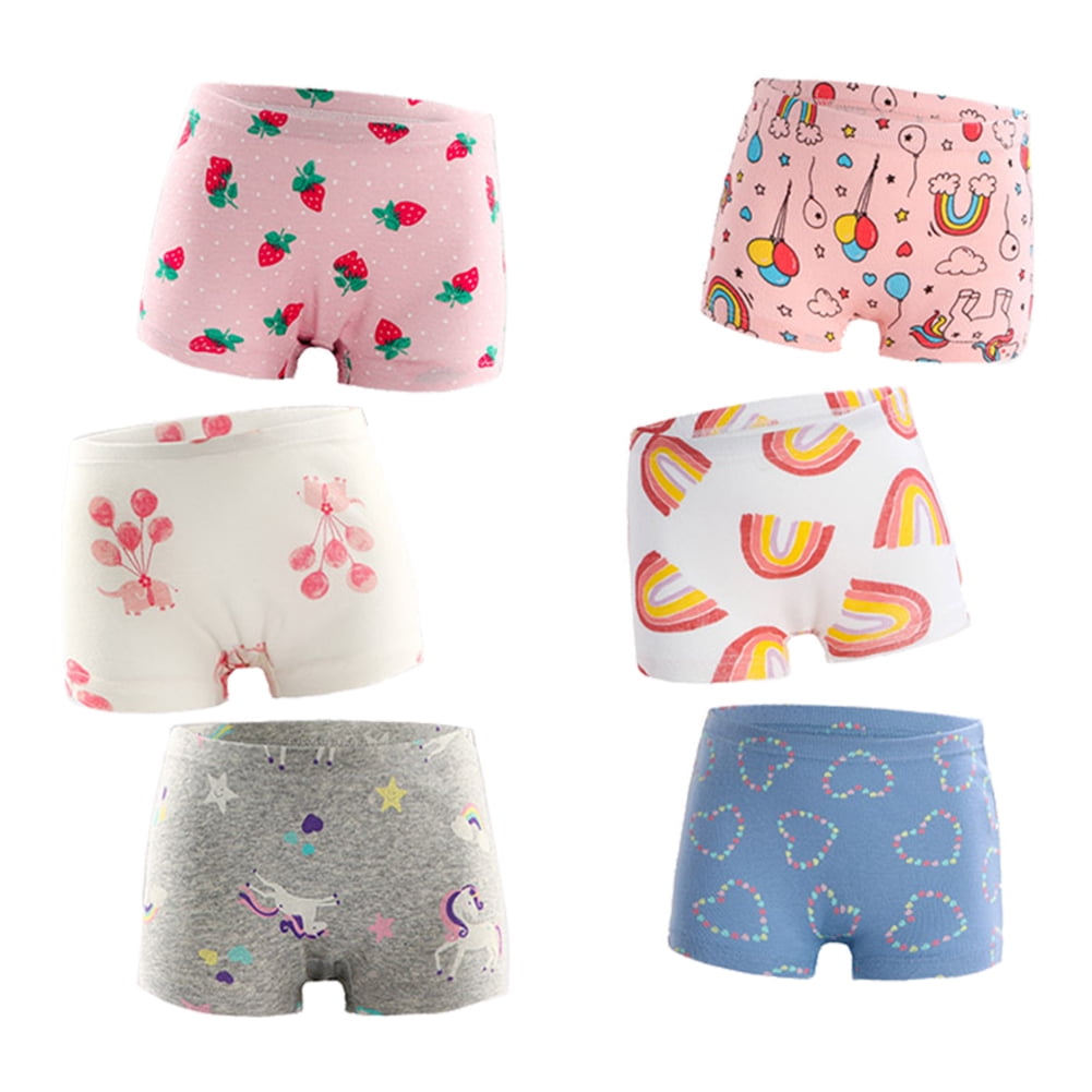 6-Pack Cotton Girls Underwear Boxers Cute Cartoon Pattern Toddler Panties -  Walmart.com