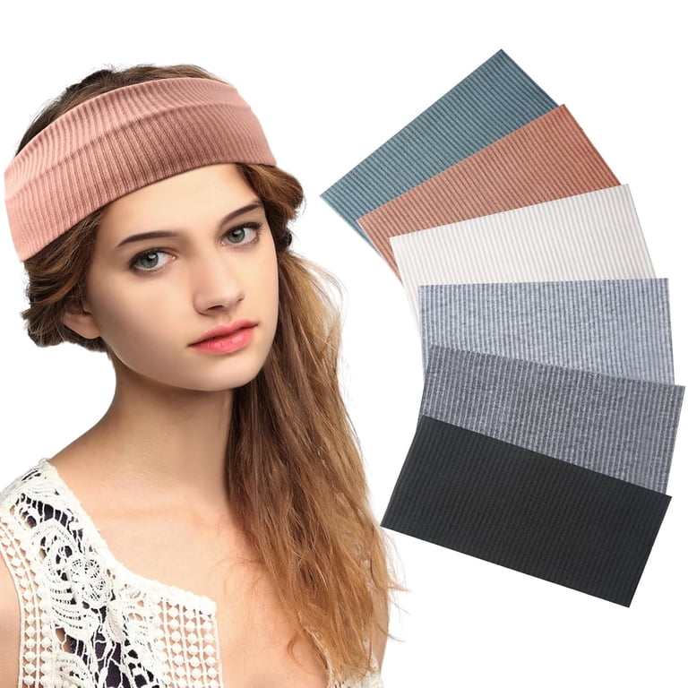 6 Pack Cotton Headbands for Women Wide Non Slip Headbands  display picture 1