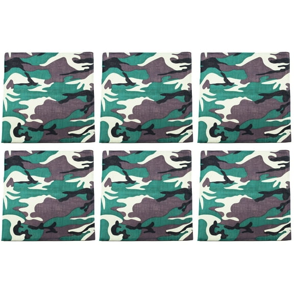 6 Pack Cotton Paisley Bandanas Multi-Purpose Accessories Everyday Use ( Camouflage)