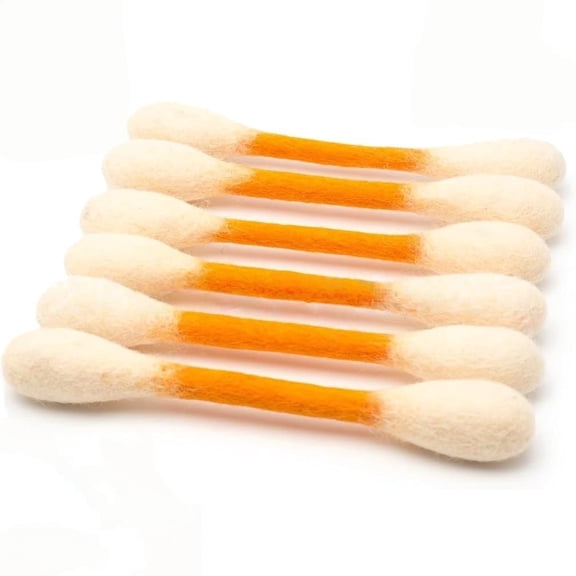 6 Pack Cotton Swab Shaped Sensory Sticks, Soft Wool Felt Interactive Toys, Durable Teething & Chewing Tools for Stress Relief and Play