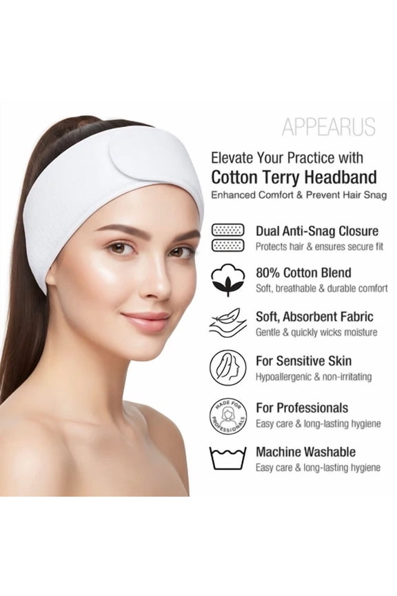 6-Pack Cotton Terry Facial Headbands Hair Wraps Head Towel For Women Ah1003X6