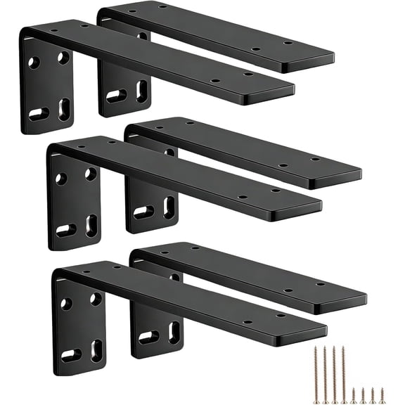 6 Pack Countertop Support Brackets, 12 Inch L Shelf Brackets Heavy Duty Granite Countertop Support for Mantel Wood Concret Laminate, Single Support Weight 25KG