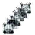 thumbnail image 1 of 6 Pack Country Farmhouse Plush Buffalo Plaid Checkered Chair Cushion Pads With Tear Proof Ties - Black/White, 1 of 3