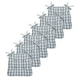 thumbnail image 1 of 6 Pack Country Farmhouse Plush Buffalo Plaid Checkered Chair Cushion Pads With Tear Proof Ties - Gray/White, 1 of 3