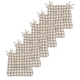 thumbnail image 1 of 6 Pack Country Farmhouse Plush Buffalo Plaid Checkered Chair Cushion Pads With Tear Proof Ties - Linen/Beige, 1 of 3