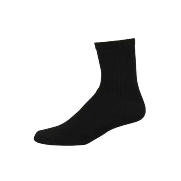 6-Pack Couver Men's Crew Sports Socks, Black/Plain, Size 10-13