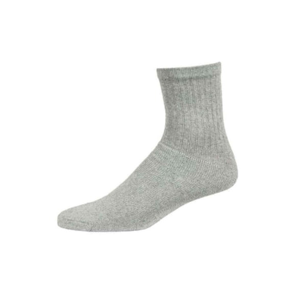 6-Pack Couver Men's Crew Sports Socks, Grey/Plain, Size 10-13