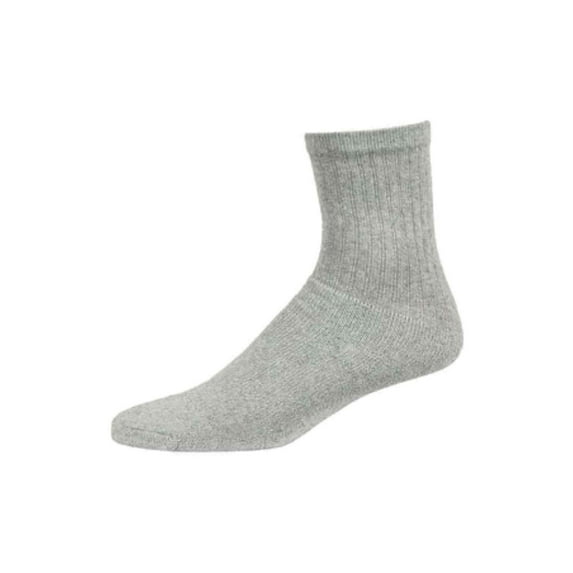 6-Pack Couver Men's Crew Sports Socks, Grey/Plain, Size 10-13