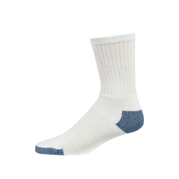 6-Pack Couver Men's Crew Sports Socks, Royal Blue/White, Size 9-11
