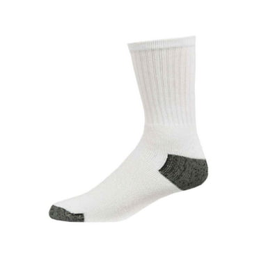 6-Pack Couver Men's Crew Sports Socks, White/Black, Size 10-13