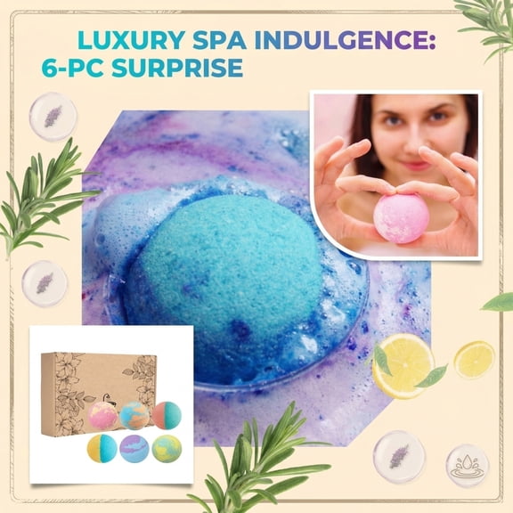 6 Pack Creative Edition Hidden Toy Fizzing Bubble Bath Bombs Package, Kids Fun Bubble Bath Time Relaxing Bedtime Routine Prizes, Tear Free Natural Essential Oils Gentle Skin Care For Boys And Girls