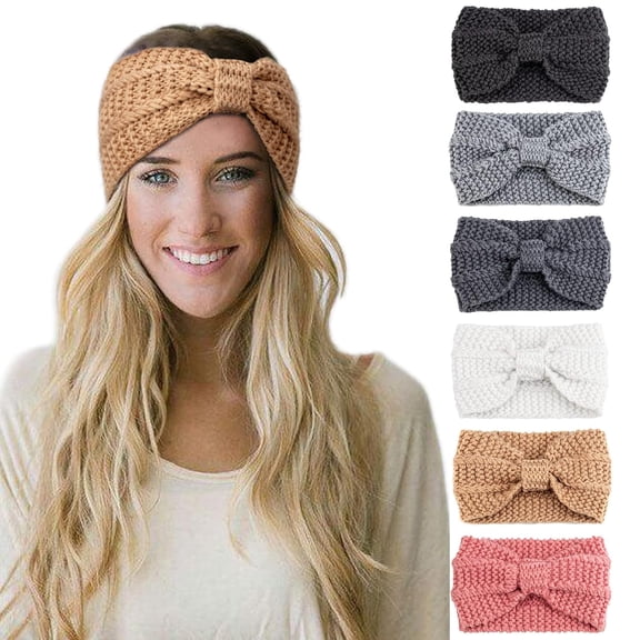 6 Pack Crochet Ear Warmer Headband Soft knit Turban Stretch Headbands Warmer for Women Winter Accessories