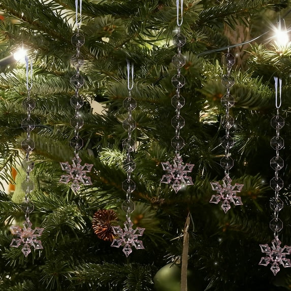 6-Pack Crystal Acrylic Icicle Ornaments, Shatterproof Snowflake and Waterdrop Pendants for Christmas Trees, Windows, and Holiday Party Decorations