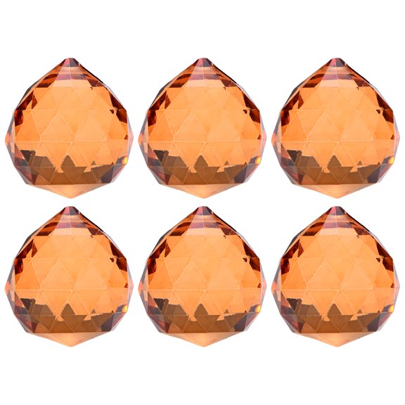6-Pack Crystal Ball Prisms, 33.5mm/1.32 Inch Hanging Crystals Chandelier Prisms for Home/Windows /Garden/DIY[Amber]