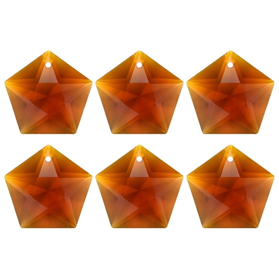 6-Pack Crystal Five-Pointed Star Prisms, 30mm/1.18 Inch Hanging Crystals Chandelier Prisms for Home/Windows/Garden/DIY[Amber]