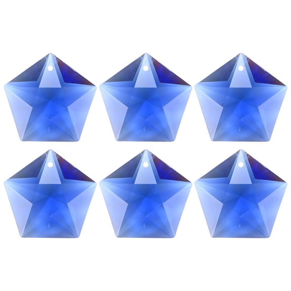 6-Pack Crystal Five-Pointed Star Prisms, 30mm/1.18 Inch Hanging Crystals Chandelier Prisms for Home/Windows/Garden/DIY[Dark Blue]