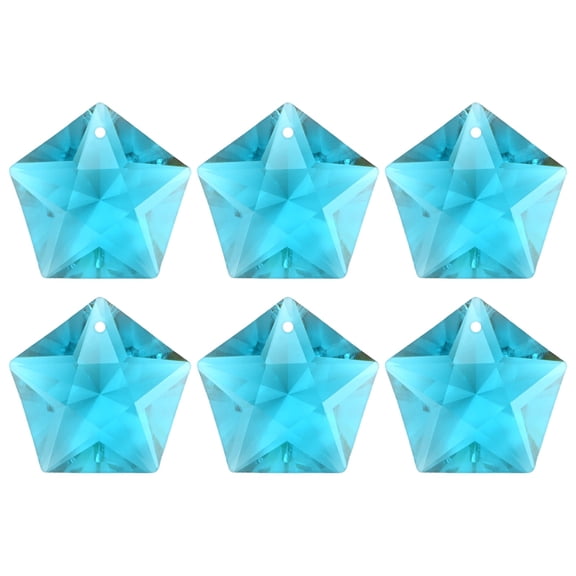 6-Pack Crystal Five-Pointed Star Prisms, 30mm/1.18 Inch Hanging Crystals Chandelier Prisms for Home/Windows/Garden/DIY[Light Blue]