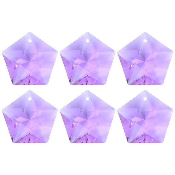 6-Pack Crystal Five-Pointed Star Prisms, 30mm/1.18 Inch Hanging Crystals Chandelier Prisms for Home/Windows/Garden/DIY[Purple]