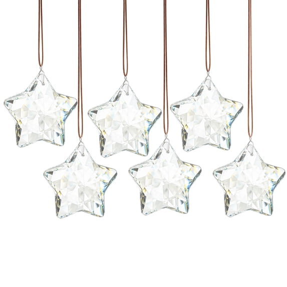 6 Pack, Crystal Suncatchers for Windows 14 Inch Star Decorations Hanging Crystal Ornaments Iridescent Rainbow Decor for Christmas Tree Home Garden Party Decorations, 2026