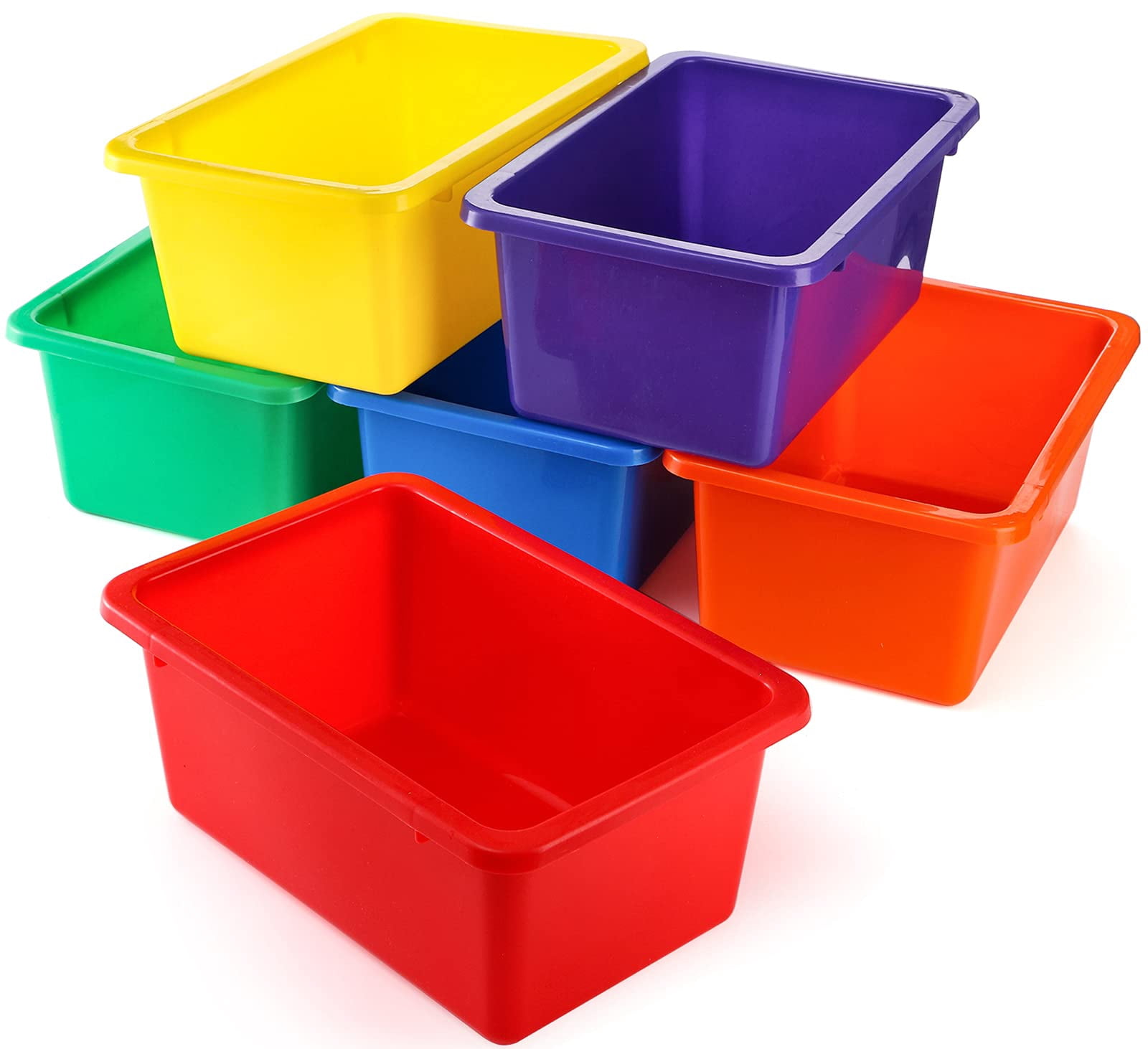 6 Pack Cubby Bin Storage Bins Multi-purpose Plastic Stackable Organizer ...