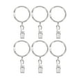 thumbnail image 1 of 6 Pack Curtain Clips Rings Strong Metal Drapery Shower Curtain Ring with Clips Rustproof 1.5" Interior Dia. Silver, 1 of 7