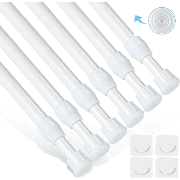 6 Pack Curtain Rod Adjustable 28-48 Inches, Expandable Spring Loaded Tension Rods For Window, Bathroom, Cupboard,Kitchen- White