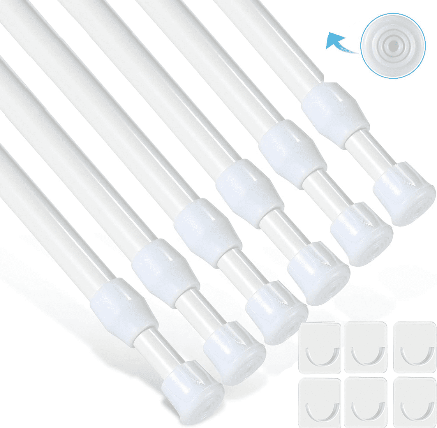 6 Pack Curtain Rod Adjustable 28-48 Inches, Expandable Spring Loaded ...