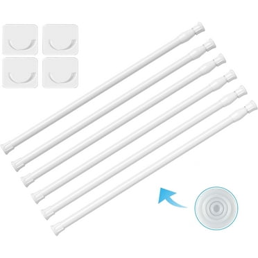 6 Pack Curtain Rod Adjustable 28-48 Inches, Expandable Spring Loaded Tension Rods For Window, Bathroom, Cupboard,Kitchen- White